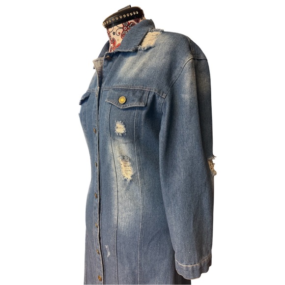 Distressed Denim Longline Dress - Picture 2 of 9